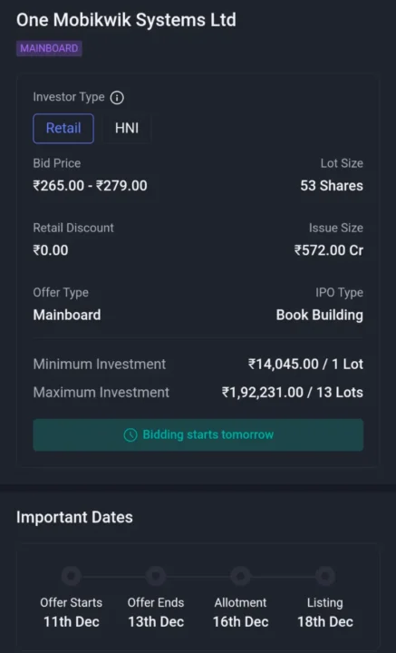 one Mobikwik systems ltd IPO